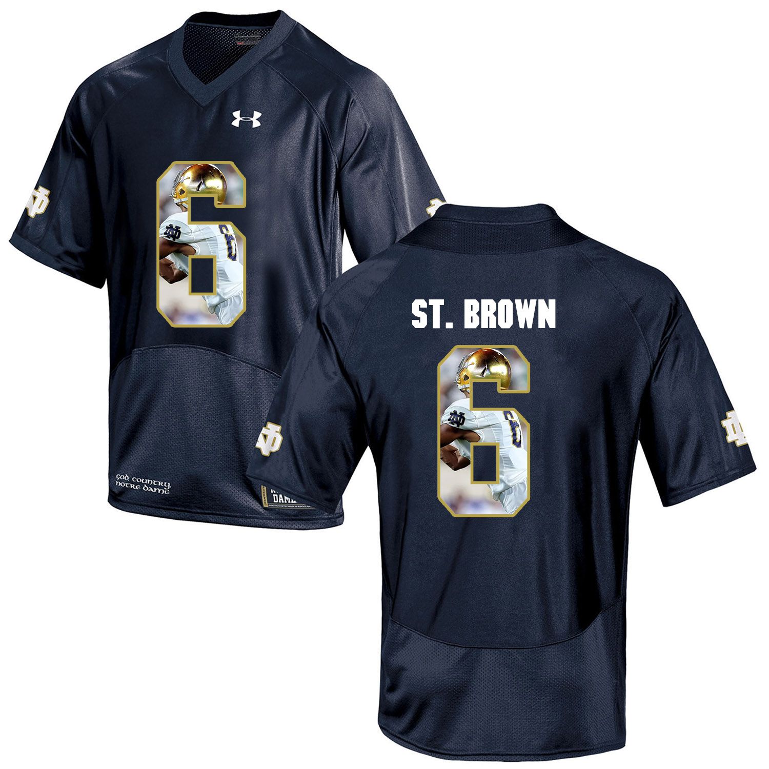 Men Norte Dame Fighting Irish #6 St.Brown Navy Blue Fashion Edition Customized NCAA Jerseys